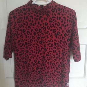 Vans Final Match leopard print mock neck T-shirt